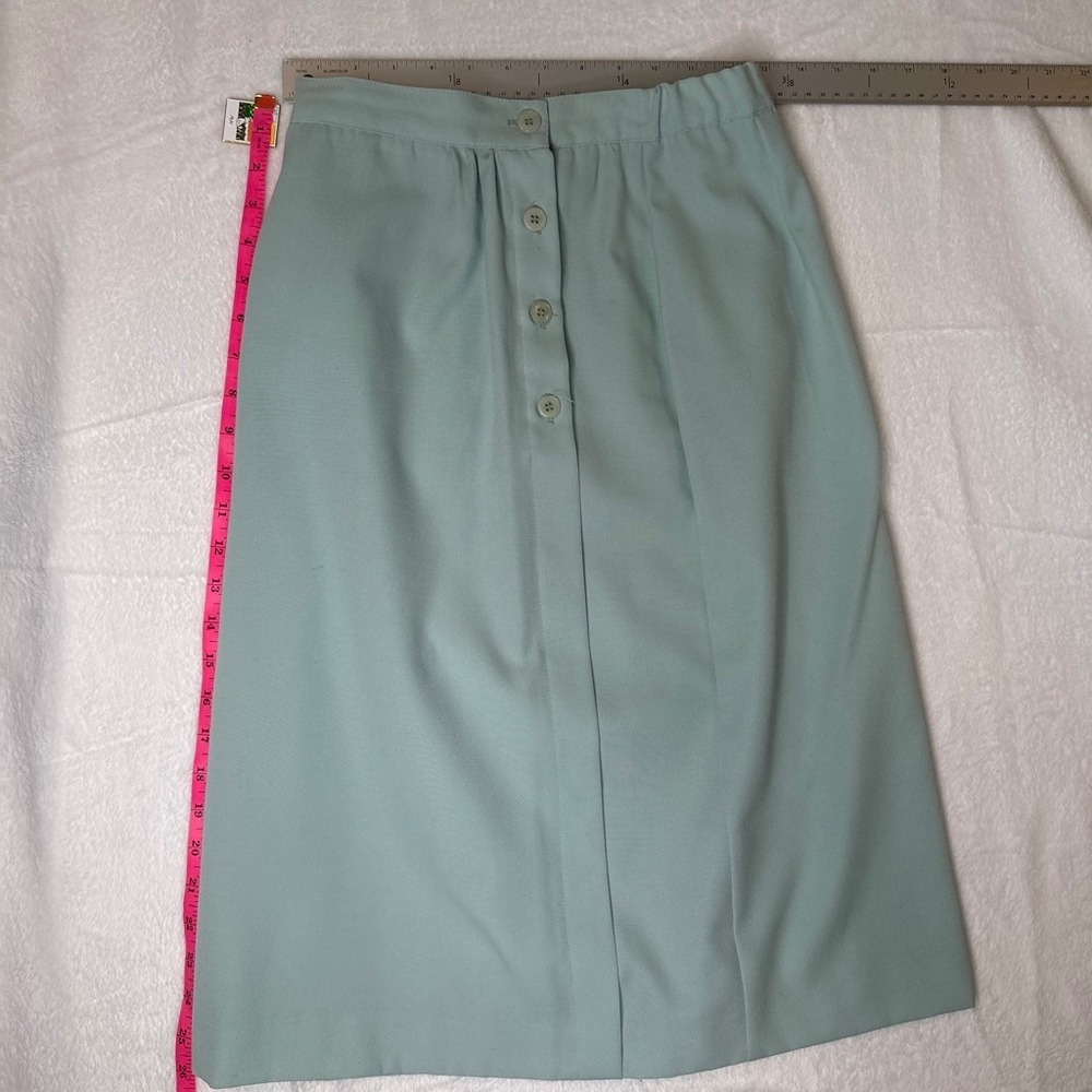 80s Academia Preppy Vintage Side Button Midi Skirt  A-Line Pastel SMALL‎ - Picture 4 of 6